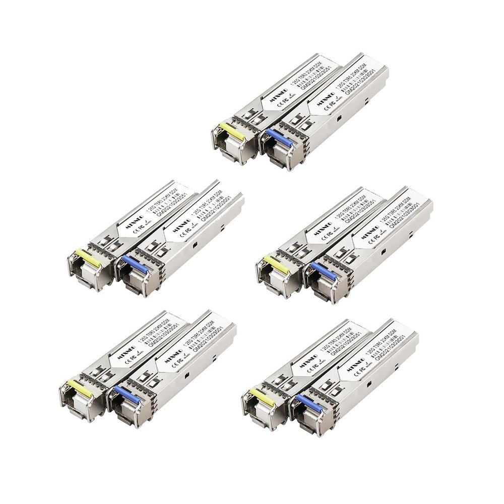 Five Pairs of 1.25G SFP Bidi Transceiver 1000Base-BIDI SingleMode Simplex LC Fiber Module SMF 1310nm/15500nm DDM up to 20 km for Cisco GLC-BX-D, Ubiquiti UniFi UF-SM-1G-S, Mikrotik and More (5)