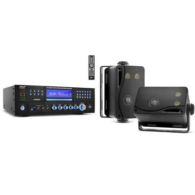 Pyle 1000W 4-Channel Bluetooth Home Audio System with 200W 3.5" Marine Speakers