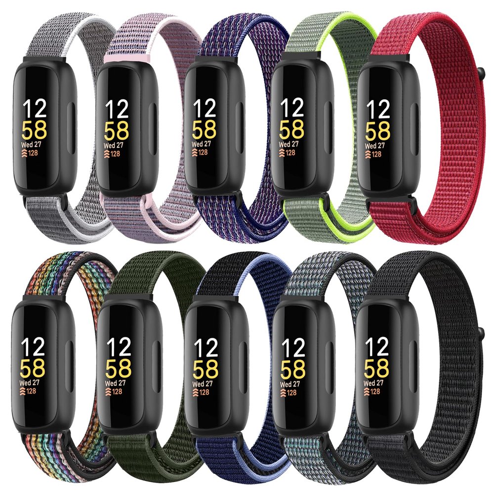 10 Packs Nylon Band Compatible with Fitbit Inspire 3/Inspire 2/Inspire HR/Inspire/Fitbit Ace 3/Ace 2 for Women Men, Adjustable Sport Stretchy Braided Solo Loop Strap for Fitbit Inspire 2/3