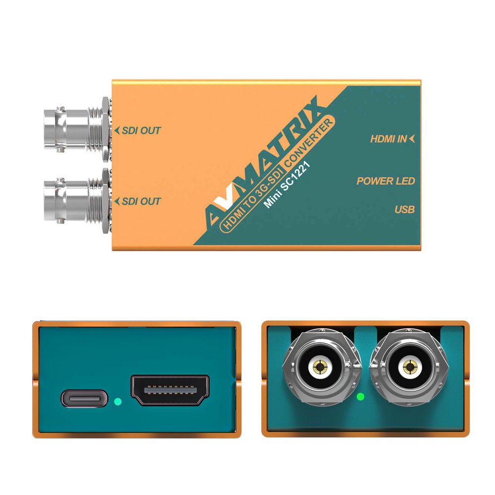 AVMATRIX MINI SC1221 HDMI to SDI mini Video Converter, SDI/HDMI Converter Pocket Size & Easy Mount, USB-C Power Solution