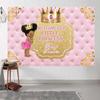 12x8ft Baby Shower Backdrop for Girl Pink Gold Crown Photography Background Little Princess Baby Shower Party Decoration Supplies Photo Booth Props Table Banner view 4