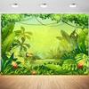 12x8ft Animation Jungle Backdrop Jungle Safari Green Photography Background Kids Jungle Themed Birthday Baby Shower Party Decoration Supplies Photo Booth Props view 1
