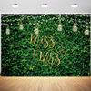 10x6.5ft Greenery Wedding Backdrop Gold Miss to Mrs Green Grass Leaves Wall Photography Background Bridal Shower Wedding Party Decoration Banner Photo Booth Props view 1