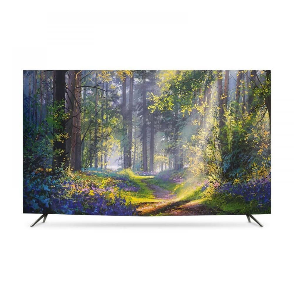 GSGC TV Cover TV Dust Cover Indoor 32-80 Inch LCD TV Screen Protector Landscape Printing Art Decoration Cloth For Desktop Wall Hanging Curved Television Screen Decorative-Green4||75 inch