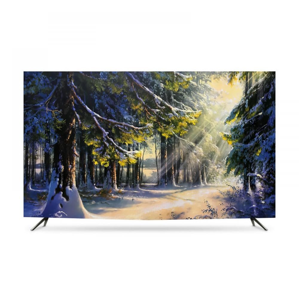 GSGC TV Cover TV Dust Cover Indoor 32-80 Inch LCD TV Screen Protector Landscape Printing Art Decoration Cloth For Desktop Wall Hanging Curved Television Screen Decorative-Green2||58-60 inch