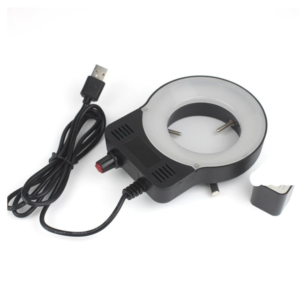 JOEBO Microscope Kit 0-100% 5V Adjustable Ring Illuminator Light, Stereo Zoom Microscope Microscope Lens Adapters (Color : with Adapter)
