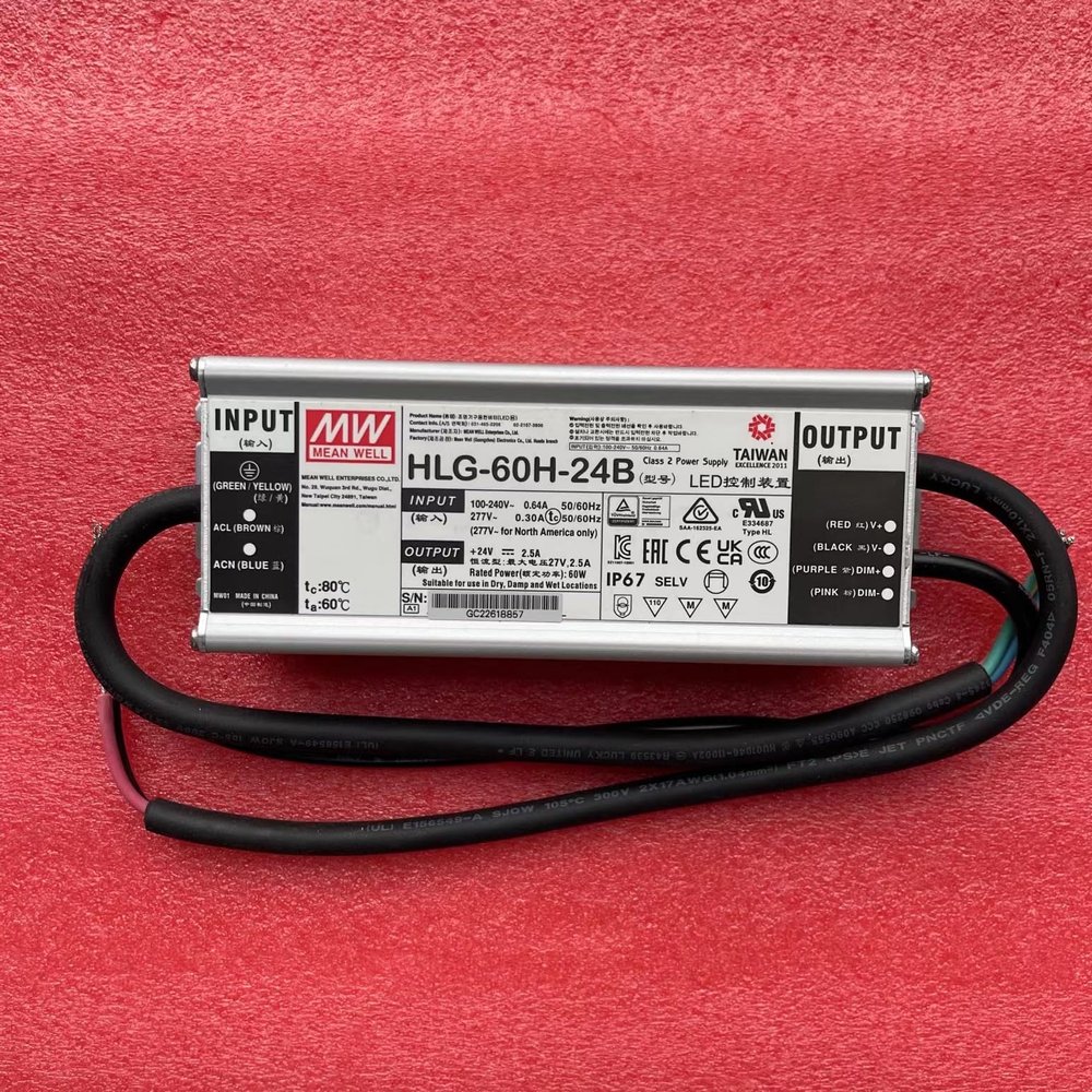 Mean Well HLG-60H-24B 60W Constant Voltage + Constant Current LED Driver HLG-60H 24V 2.5A