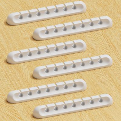 Apromisith USB Cable Organizer Clips Cord Holder,6 Packs (7-Slots) White Self Adhesive Desk Cord Cable Management