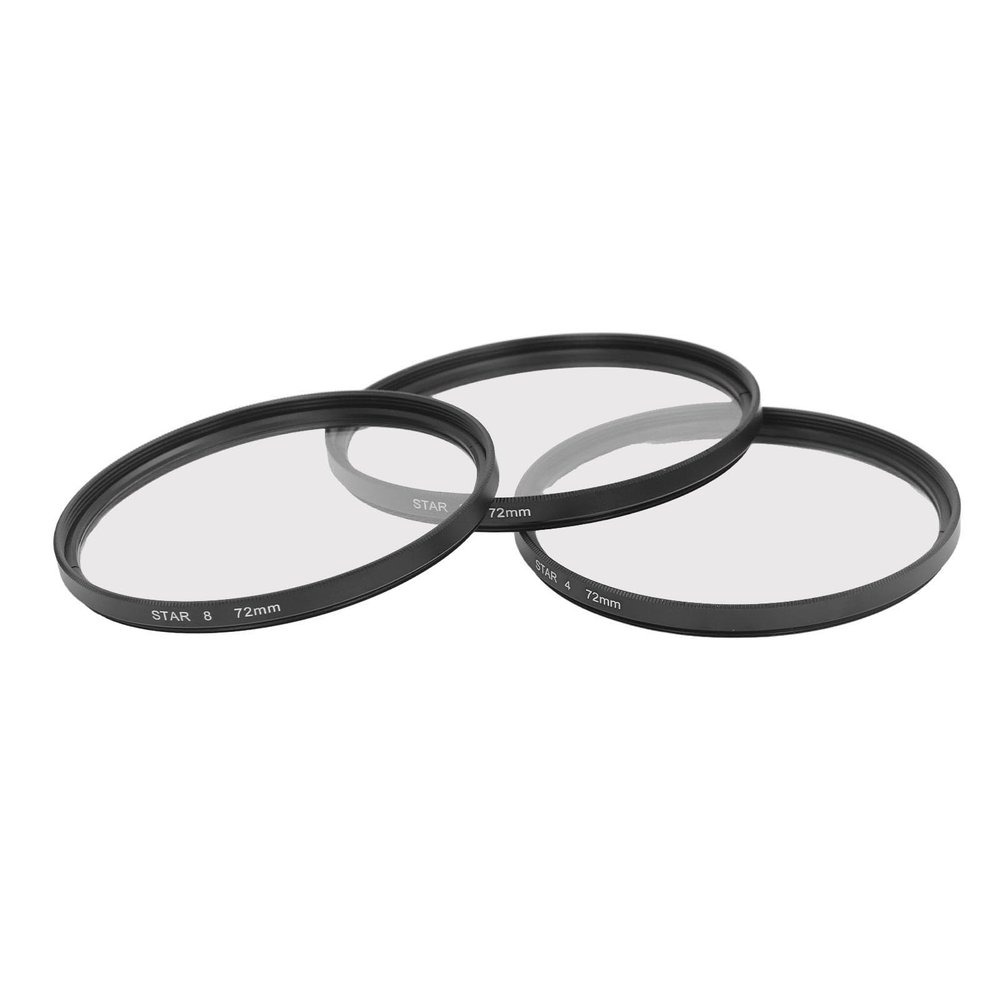 3Pcs 72mm Star Filter, 4 Points/6 Points/8 Points Slim Variable Filter, with Filter Pouch, Coating Optical Glass Camera Lens Filter