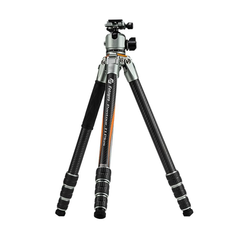 Fotopro 59inch Carbon Fiber Travel Tripod, 44mm Large Ball Head with Super Locking for Heavy Duty Cameras, 44lbs Load Capacity for DSLR Camcorder, T1 Plus Basic