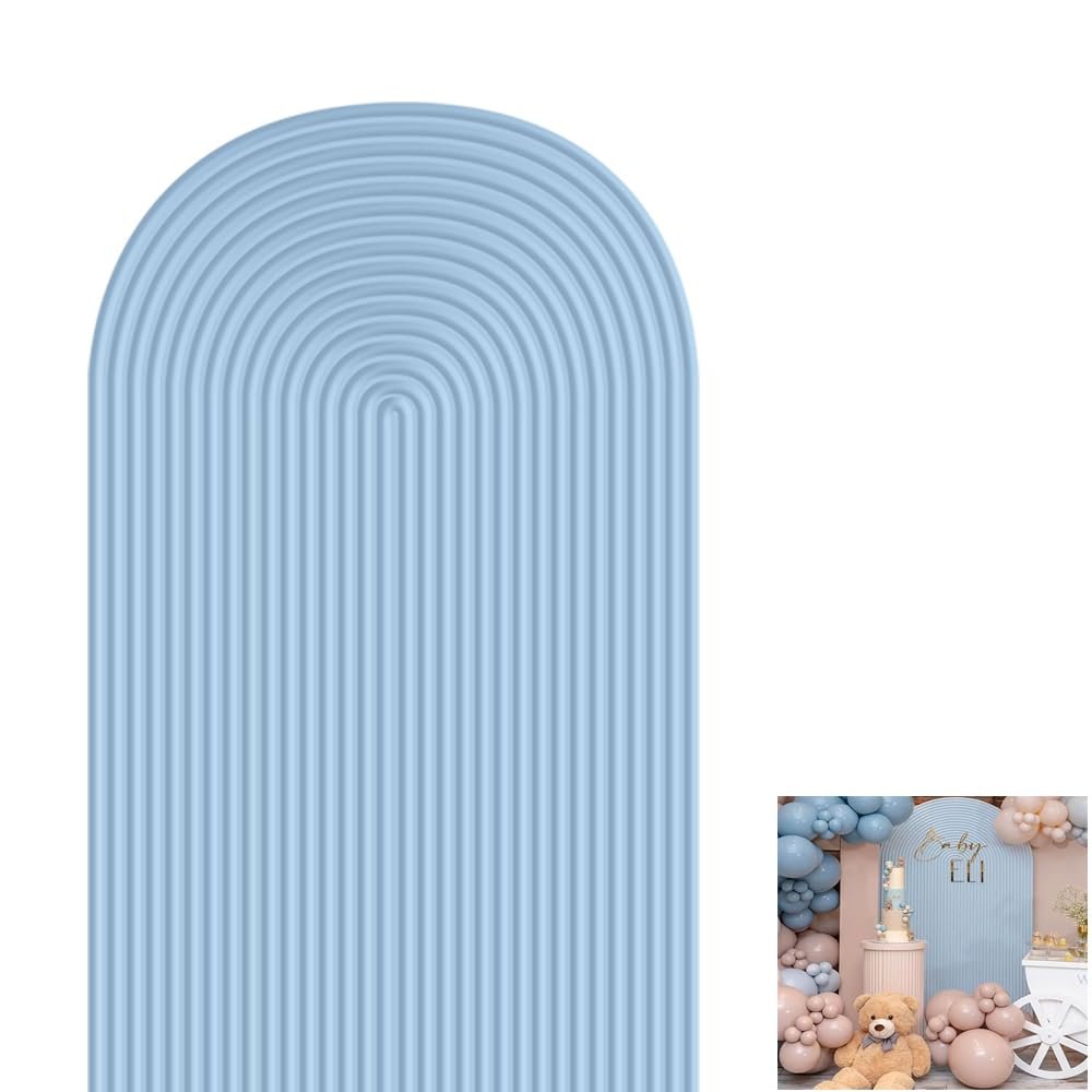 Haploquest 2D Printed Ripples Party Arch Covers Arched Backdrop Cover Stretchy Cover for Party Decoration Round Top Frame Spandex Cover (Sky Blue446,7.2x4ft)