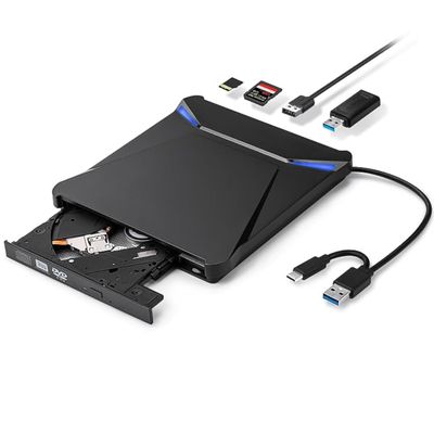 External CD/DVD Drive for Laptop, USB 3.0 Type C DVD Player Portable CD/DVD Burner, CD ROM External DVD Optical Drive Compatible with Laptop Desktop PC Windows 11/10/8/7 Linux OS