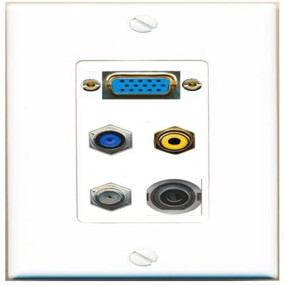 RiteAV SVGA + 3.5mm Coax F81 RCA-Yellow Wall Plate [White]