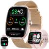 ZPIMY 1.83" Smart Watch for Women Men(Make/Answer Call), 2024 New 5ATM Waterproof Mens Smartwatches, Fitness Tracker Smartwatch for Android iPhones, Digital Watches Step Counter, 3 Straps (Gold) view 1