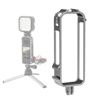 Aluminum Frame Cage for Insta360 X4 Action Camera Protective Cage Housing Case Rig for Insta360 X4 Accessories with Dual Cold Shoe Mount