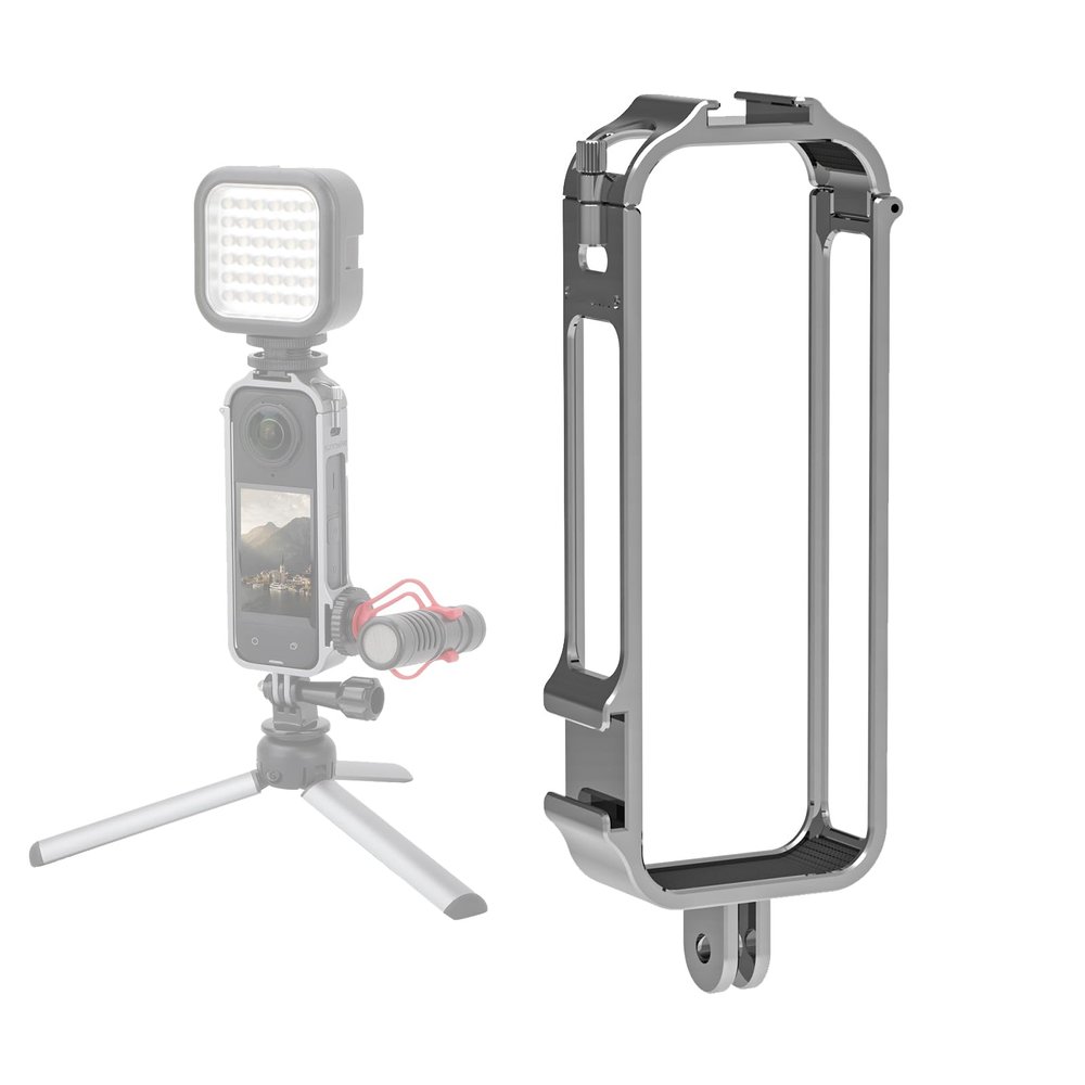 Aluminum Frame Cage for Insta360 X4 Action Camera Protective Cage Housing Case Rig for Insta360 X4 Accessories with Dual Cold Shoe Mount