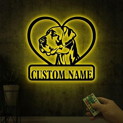 Custom Great Dane Dog Metal Sign with Led Light, Great Dane Gift, Metal Dog Sign, Dog Name Sign, Great Dane Lover, Beware of Dog Sign Decor