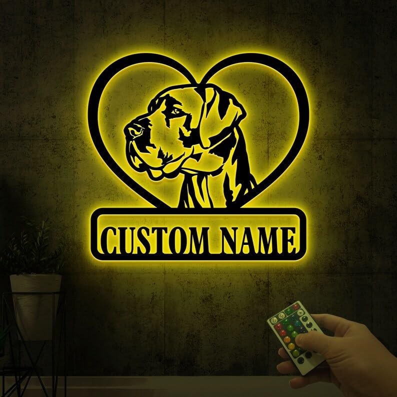 Custom Great Dane Dog Metal Sign with Led Light, Great Dane Gift, Metal Dog Sign, Dog Name Sign, Great Dane Lover, Beware of Dog Sign Decor