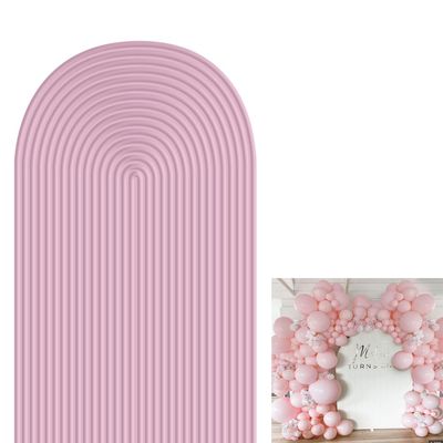 2D Printed Ripples Party Arch Covers Arched Backdrop Cover Stretchy Cover for Party Decoration Round Top Frame Spandex Cover (Pink449,6x2.6ft)