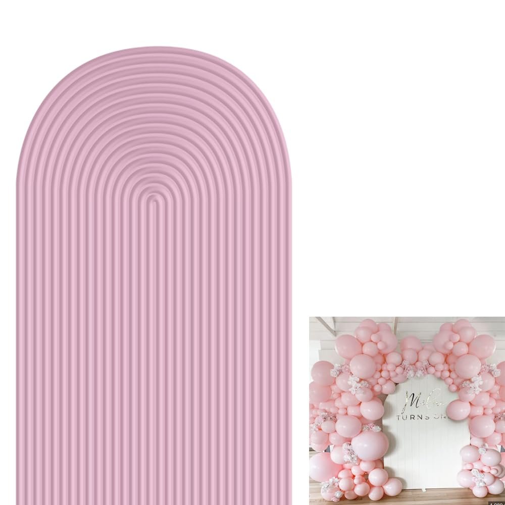 2D Printed Ripples Party Arch Covers Arched Backdrop Cover Stretchy Cover for Party Decoration Round Top Frame Spandex Cover (Pink449,6x2.6ft)