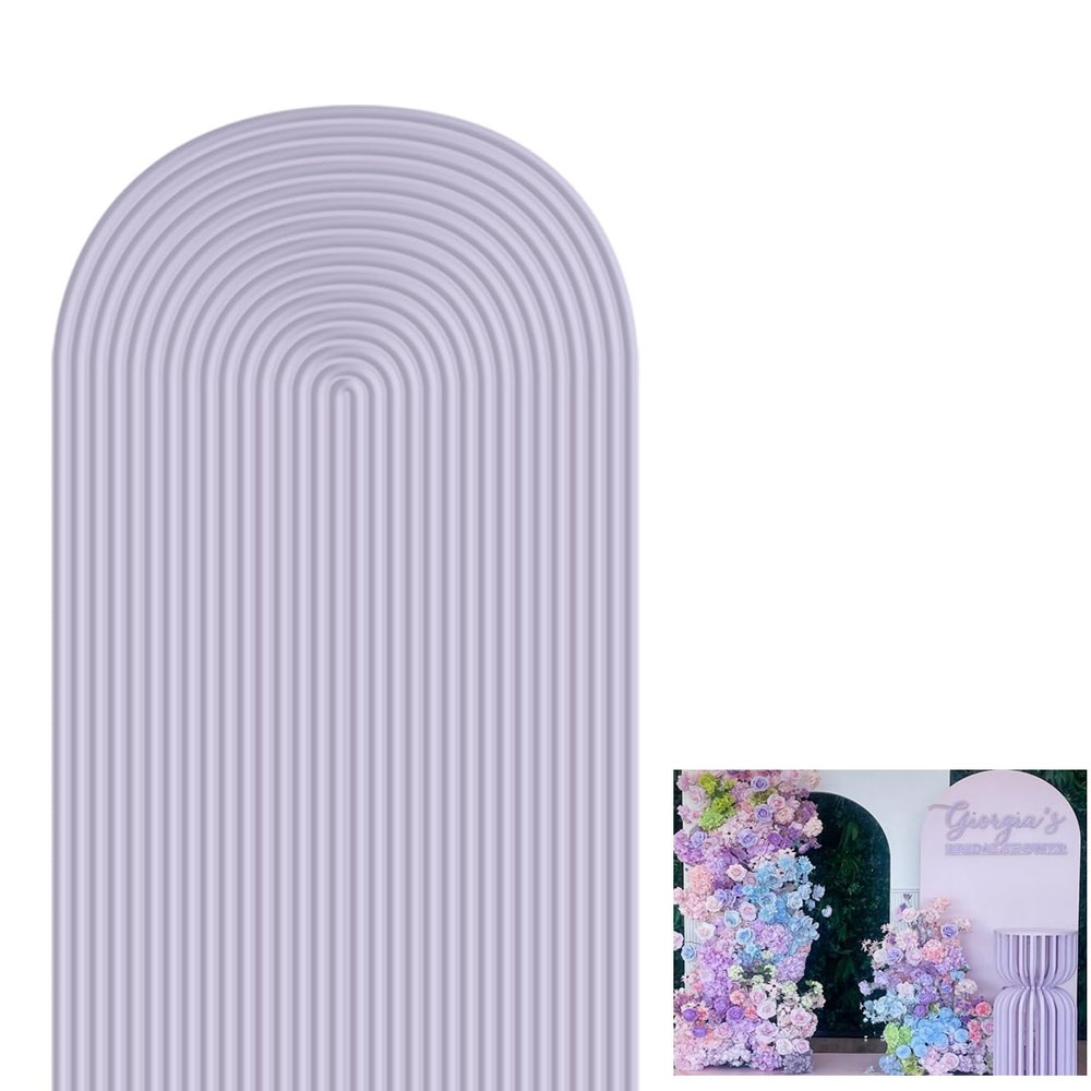 2D Printed Ripples Party Arch Covers Arched Backdrop Cover Stretchy Cover for Party Decoration Round Top Frame Spandex Cover (lavender445,6.5x3.3ft)