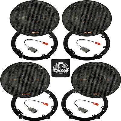 KICKER Speakers 6.5 inch for Honda Fit 2009-2020 Upgrade Kit - 4 Pack of KS Series with Adapters and Harness, Coaxial 6 1/2 Car Audio Front and Rear Door Speaker KSC650, 51KSC6504