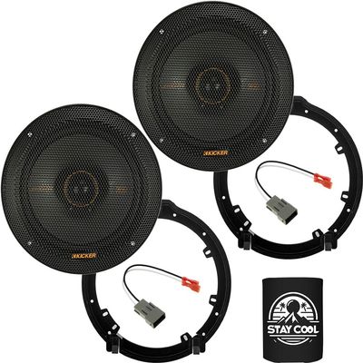 KICKER Speakers 6.5 inch for Honda HR-V 2016-2022 Upgrade Kit - Pair of KS Series with Adapters and Harness, Coaxial 6 1/2 Car Audio Front or Rear Door Speaker KSC650, 51KSC6504