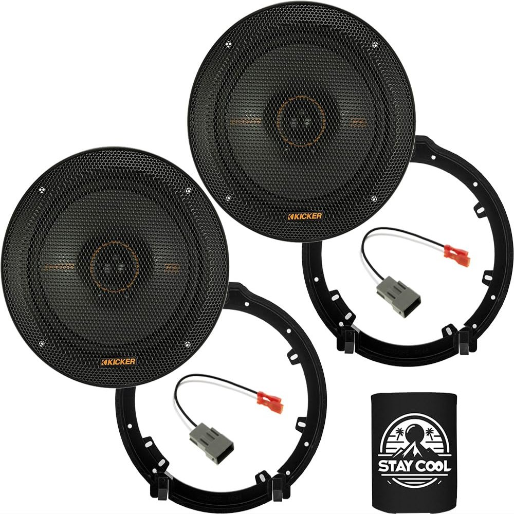 KICKER Speakers 6.5 inch for Honda HR-V 2016-2022 Upgrade Kit - Pair of KS Series with Adapters and Harness, Coaxial 6 1/2 Car Audio Front or Rear Door Speaker KSC650, 51KSC6504