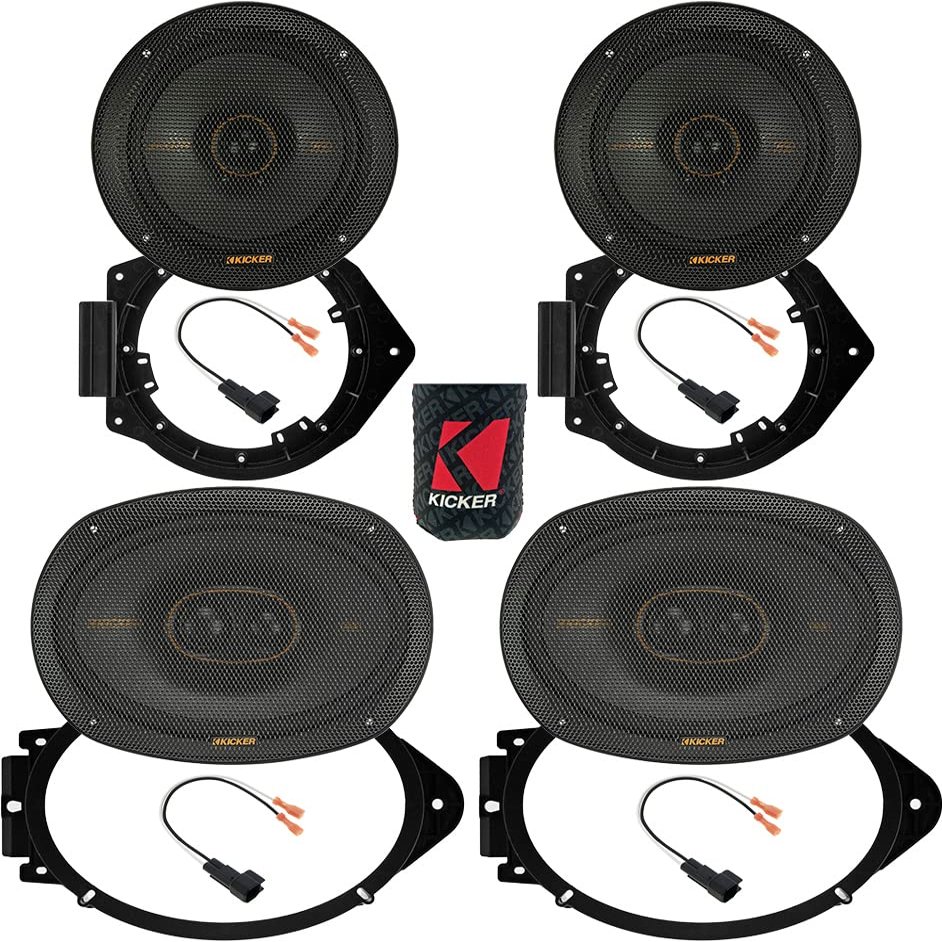KICKER Speakers 6.5 & 6X9 inch for GMC Canyon (Ext) 2015-2024 Upgrade Kit - 2 Pairs of KS Series with Adapters and Harness, Car Audio Front & Rear Door Speaker KSC650, 51KSC6504 & KSC6930, 51KSC69304