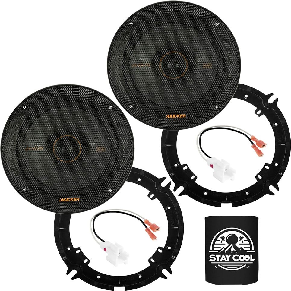 KICKER Speakers 6.5 inch for Hyundai Elantra 2011-2016 Upgrade Kit - Pair of KS Series with Adapters and Harness, Coaxial 6 1/2 Car Audio Front or Rear Door Speaker KSC650, 51KSC6504
