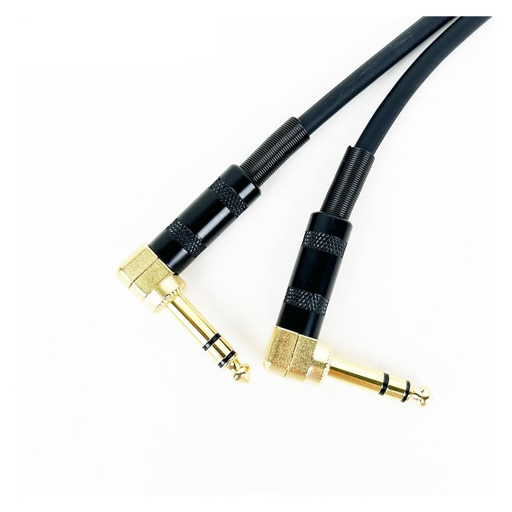 Gold Plated 6.35 Stereo Audio Balanced TRS 1/4 Angled to Angled Speaker Amplifier Cable for Guitar Keyboard Dual Channel Cable (Color : Black, Size : 0.5m)