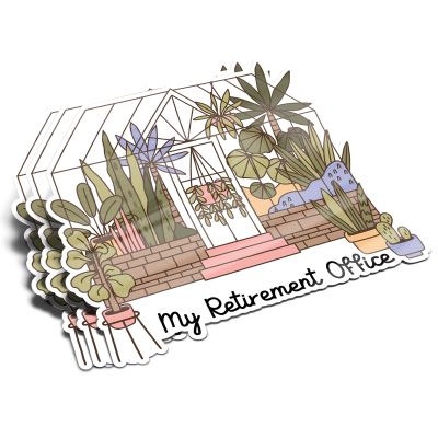(3Pcs) My Retirement Office Sticker Plant Lover Botanical Gardens Decal Waterproof Vinyl Stickers Adult for Laptop Kindle Car Tumbler Water Bottle Mug Phone Notebook Gift for Gardener - Size 3x2.7