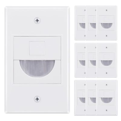 Bolcolege 1 Gang Cable Pass Through Wall Plate Cover White, Pack of 10, 1 Port Keystone Wall Plate for Keystone Jack and Coupler, Brush Pass Through for Cable Wires in Wall Management