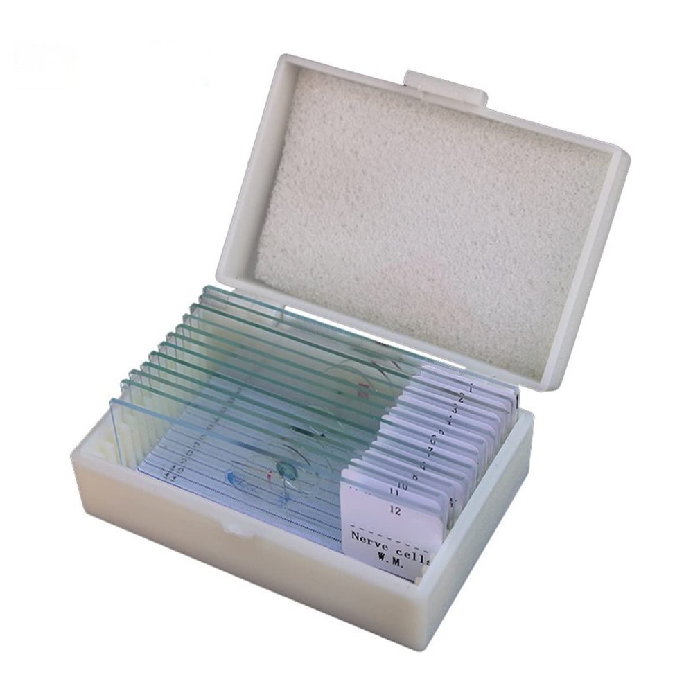 Joebo Microscope Kit 12 Pieces Microscope Slides Glass Biological Microscope Lens Adapters