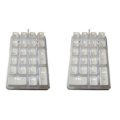 Viodmss 2X 21 Keys White Backlit Mechanical Numeric Keypad Numpad with Cherry Blue Switches for Notebook Desktop PC