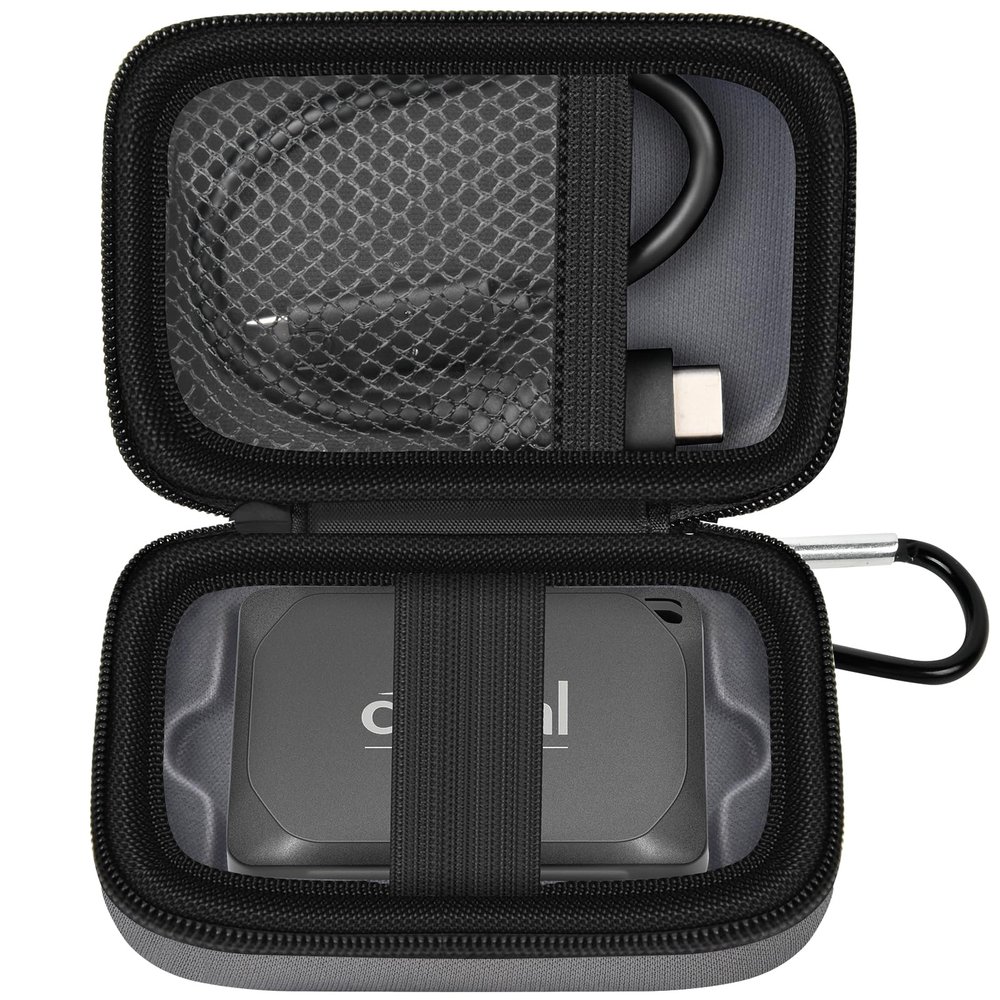Carrying Case Compatible with Crucial X10/ X9 Pro 4TB/ 2TB/ 1TB Portable SSD, External Solid State Drive Hard Storage Holder Bag Fits for USB-C Cable (Box Only)Dark-Grey