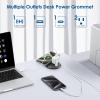 Desktop Power Grommet 3-inch Hole,15W Wireless Charger,20W USB C Fast Charging Station,2 AC Plug,Round Recessed Power Strip, Workspace Essential Desk Hole Cover for Cables Black view 2