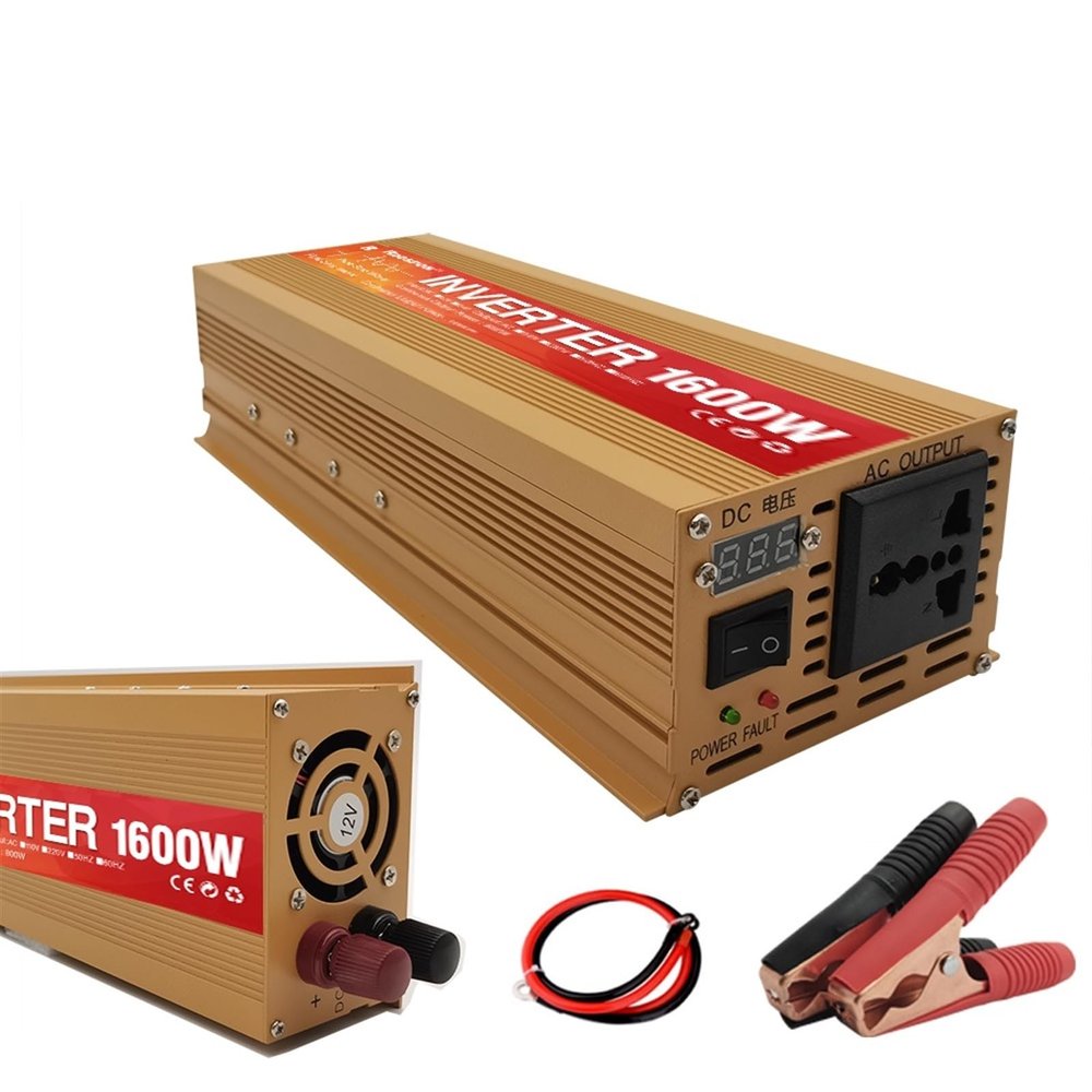 JZRYQJGJ Pure Sine Wave Power Inverter 12v 220v 4000W 3000W 2000W 1600W Car Inverter Pure Sinus DC to AC Solar Converter for Home (Color : 12v 1600w 220v)