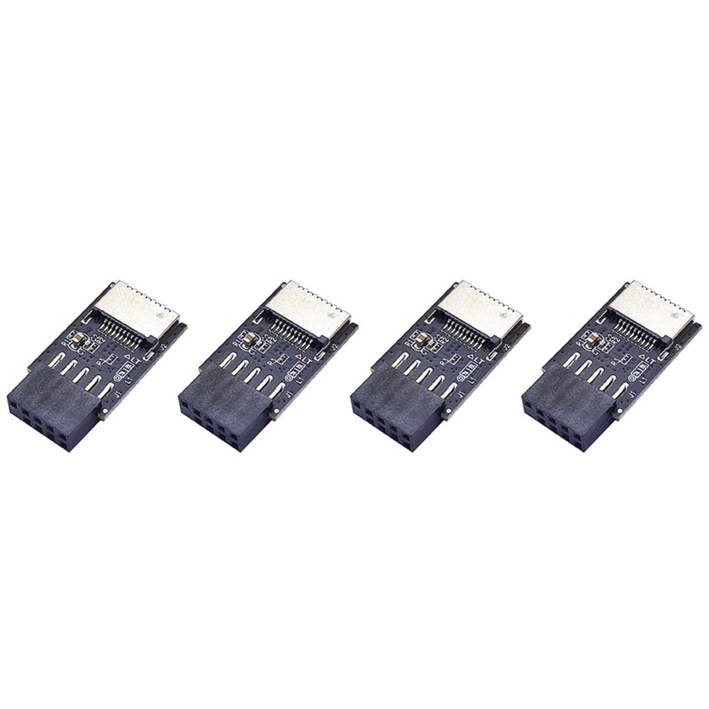 Viodmss 4X Motherboard USB2.0 9Pin to Type-C A-Key Front Connector Converter USB3.2 Type-E Interface Header Adapter