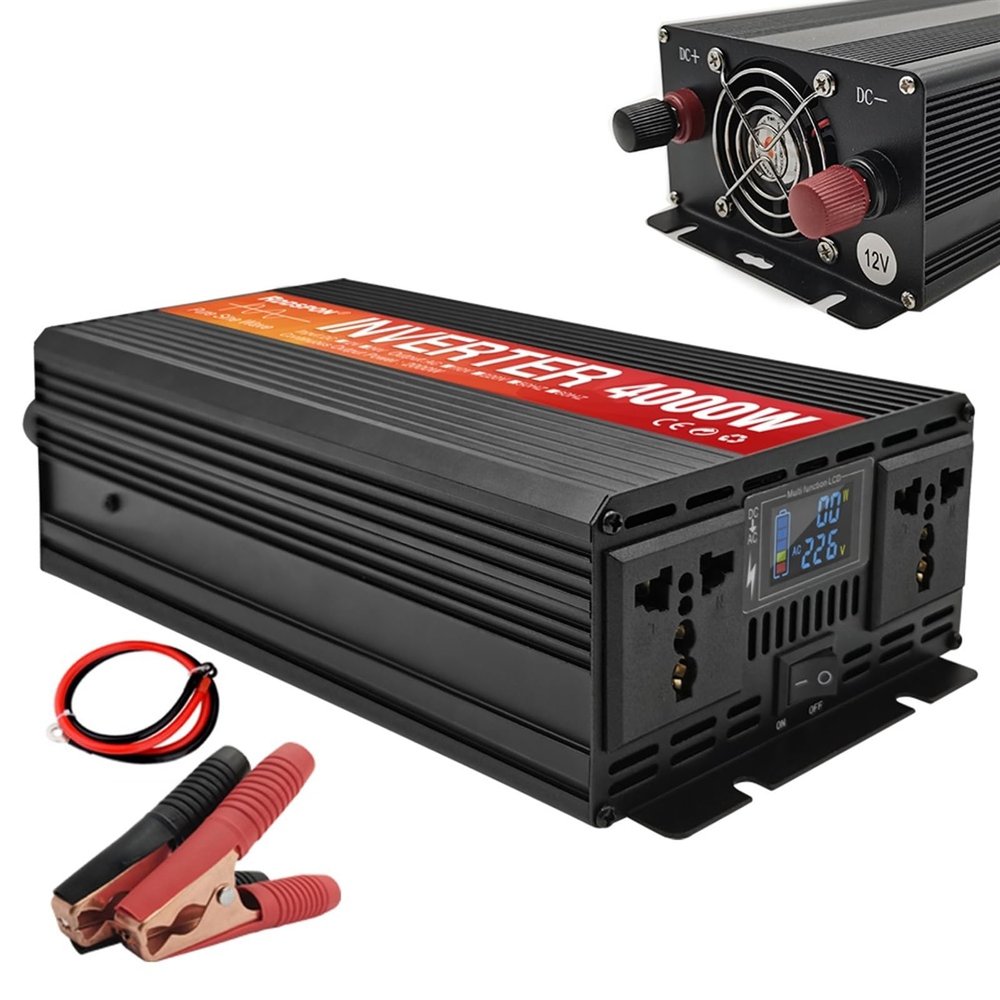 JZRYQJGJ Pure Sine Wave Power Inverter 12v 220v 4000W 3000W 2000W 1600W Car Inverter Pure Sinus DC to AC Solar Converter for Home (Color : 12v 4000w 220v)