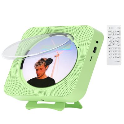CD Player Portable Bluetooth Desktop CD Player for Home, Mini Cute CD Players for Kids, Built-in Dual Speakers and LED Display with Remote Control, Supports CD/FM Radio/USB/AUX/Timer/Repeat (Green)