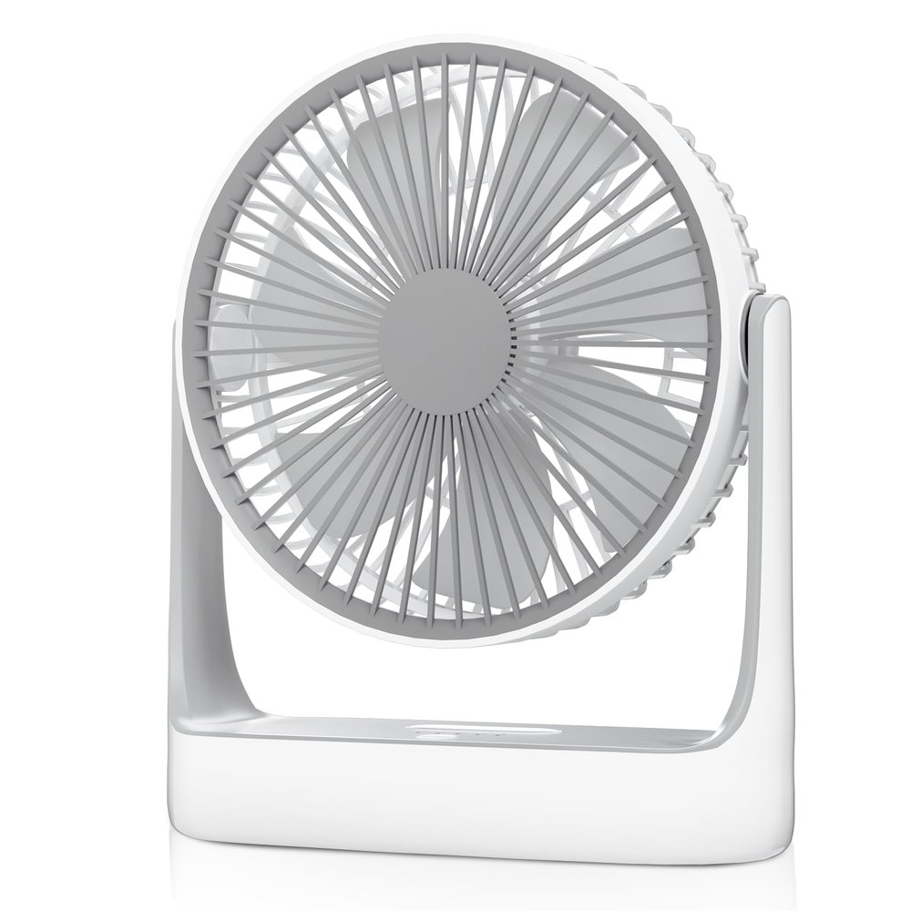 Athena Collection Desk Fan, 4000mAh USB Rechargeable Fan Portable Table Fan Small Personal Fan with 4 Speeds, 180 Tilt, Mini Powerful Fan Desktop Quiet Fan for Home Bedroom Office Travel, White