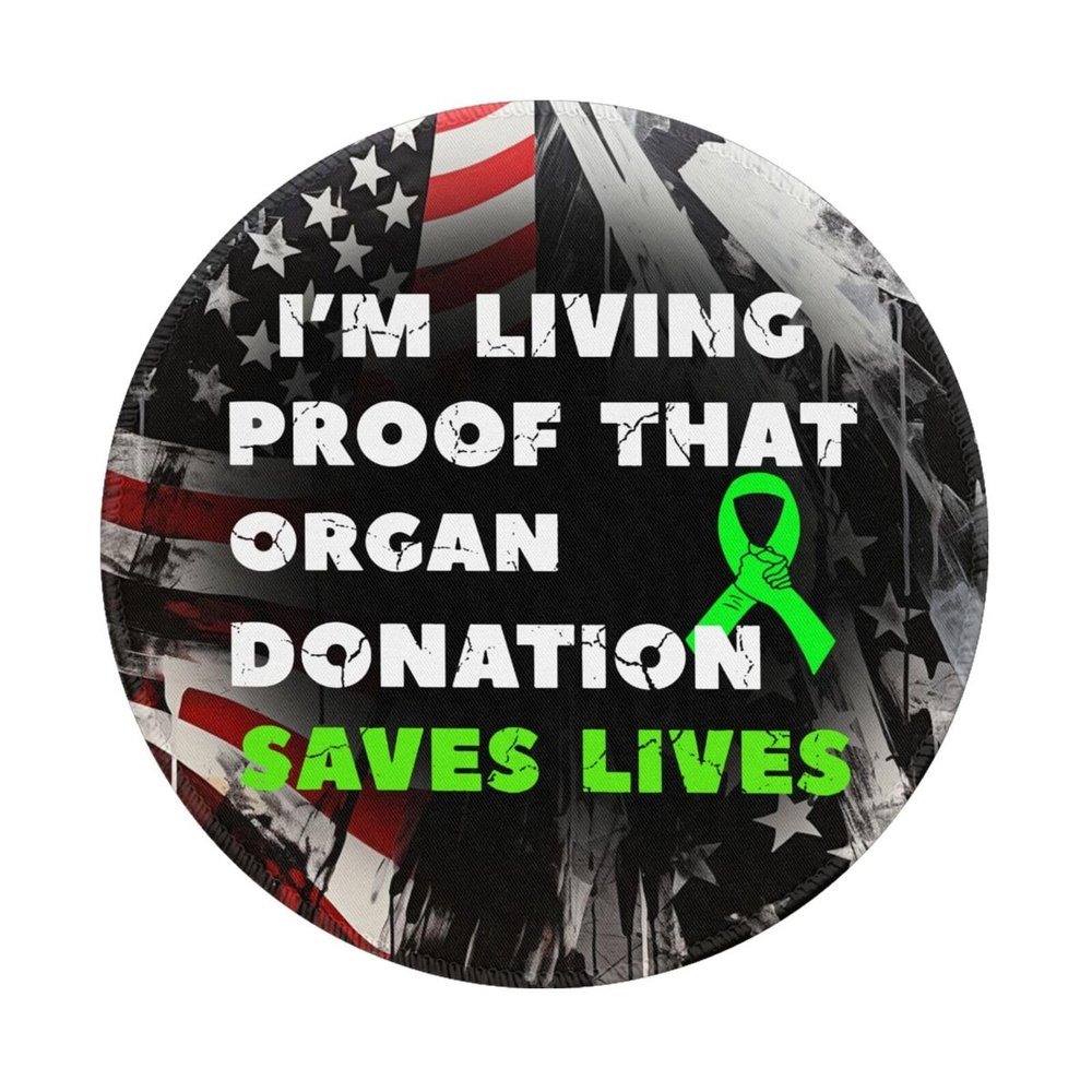 Rqwaaed I'm Living Proof That Organ Donation Saves Lives 2 PCS Charming Round Mouse Pad Cute Design Non-Slip Waterproof 8x8 in, Black