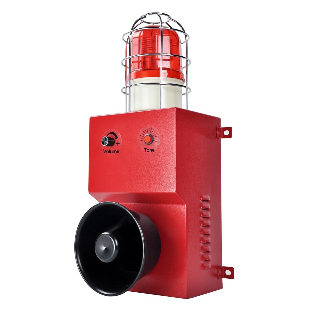 80W Siren Alarm Strobe Light 130dB Loud Horn Adjustable Emergency Tornado Fire Security Warning Siren for Home Factory Warehouse Alarm Range of 150-200 Meters AC110-120V