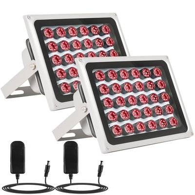 2 Pack IR Illuminators 30 LEDs 850nm Long Range Illuminator Up to 330ft/100m 90 Degree Wide Angle Infrared Flood Light IP67 Waterproof for Security Camera IR Light Indoor&Outdoor