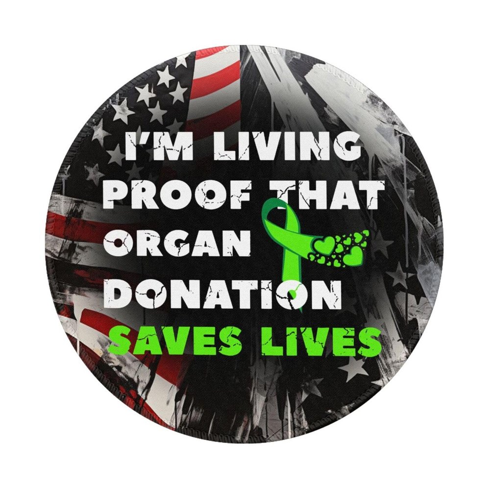 Rqwaaed I'm Living Proof That Organ Donation Saves Lives 2 PCS Charming Round Mouse Pad Cute Design Non-Slip Waterproof 8x8 in, Black