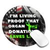 Rqwaaed I'm Living Proof That Organ Donation Saves Lives 2 PCS Charming Round Mouse Pad Cute Design Non-Slip Waterproof 8x8 in, Black view 2