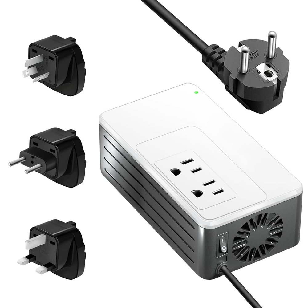 1200W Universal Travel Adapter Converter Step-Down 220V to 110V, 2 lbs Light Weight, Stable Pure Sine Wave, for Hair dryers, straighteners, Curling Irons, Coffee Makers (White)