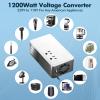 1200W Universal Travel Adapter Converter Step-Down 220V to 110V, 2 lbs Light Weight, Stable Pure Sine Wave, for Hair dryers, straighteners, Curling Irons, Coffee Makers (White) view 2