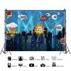 10x6.5ft Cartoon Super City Backdrop Urban Night View City Buildings Photography Background Boys Birthday Super City Themed Party Banner Decoration Supplies Photo Booth Props view 2
